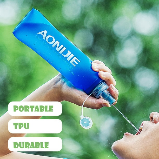 AOTU 500ml Portable Foldable Water Bag Outdoor Cycling Soft Flask Drinking Bottl